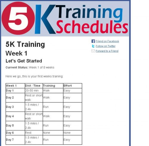 Couch Potato to 5K Training Schedule Week 1